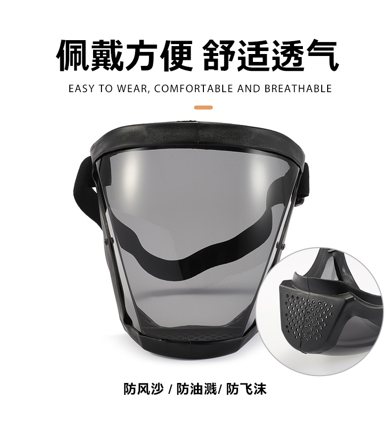 PC Mask Anti-Fog Isolation Protective Transparent Mask Rubber Edging Mask Anti-Dust Running Cycling Motorcycle Helmet Goggles/Outdoor Riding Removable Mask