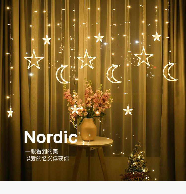 12 Hanging Five-Pointed Star Moon Led Room Colored Lantern Flashing Starry Sky Christmas Lights Holiday Light Decoration 12 Hanging Five-Pointed Star Moon Led Room Colored Lantern Flashing Starry Sky Christmas Lights Holiday Light Decoration