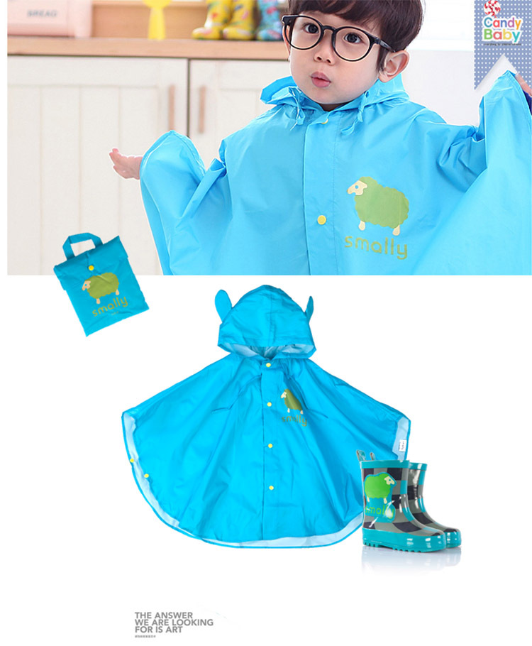 Korean Cute Fashion Cartoon Boys and Girls Baby Raincoat Poncho with Schoolbag Position Umbrella Rain Boots Three-Piece Suit