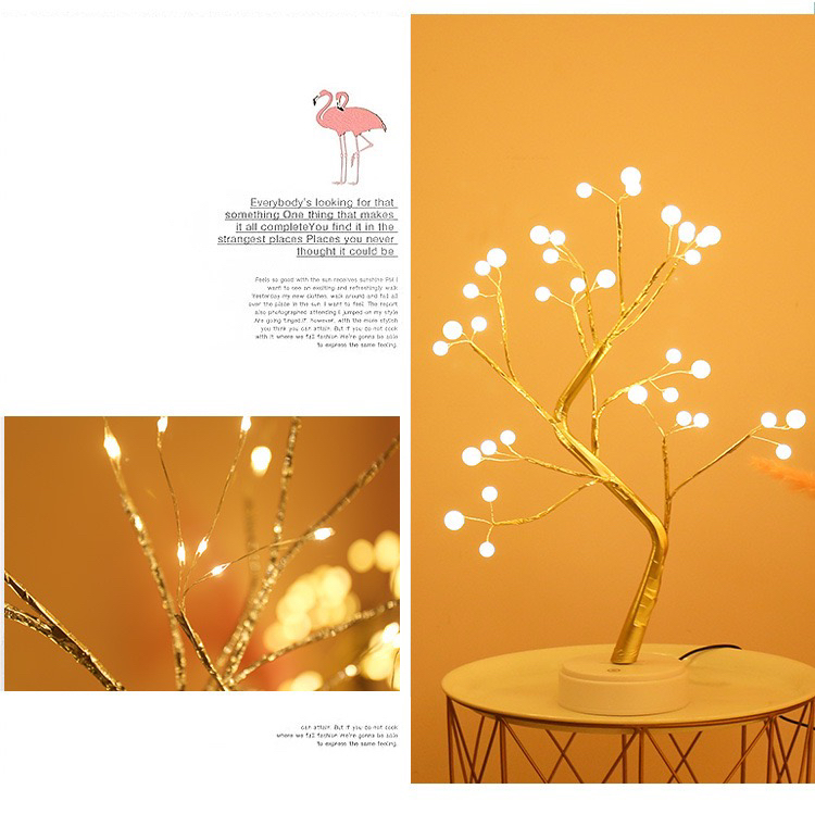 LED Tree Light Christmas Lights Ornamental Festoon Lamp Girl's Heart Net Red Room Layout Bedroom Decoration Ins Style Ambience Light