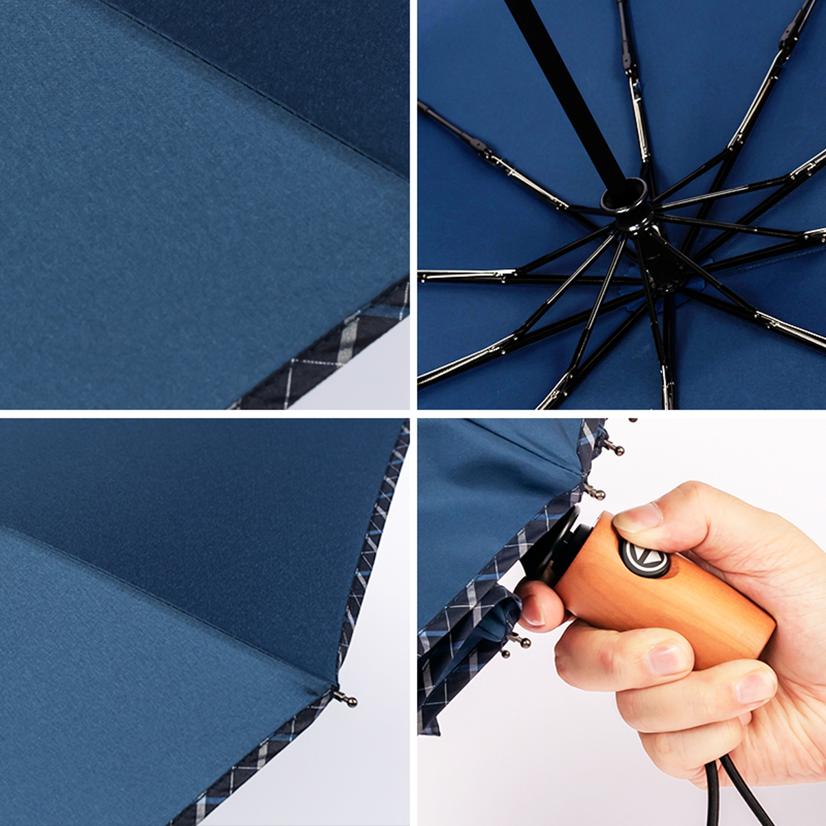 Umbrellas fully automatic lattice umbrella with side folding self-opening umbrella with wood handle wholesale