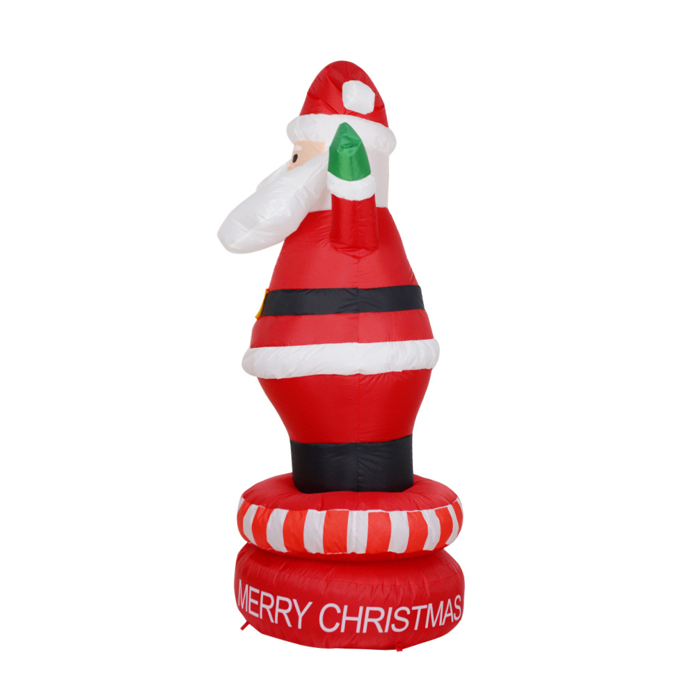 Exclusive for Cross-Border Popular Christmas Lights Outdoor Decorations Rotating Inflatable Santa Inflatable Factory Direct Sales
