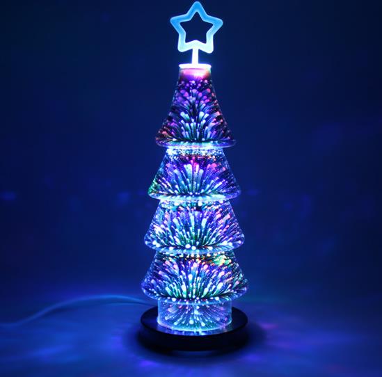 Kafka creative Christmas gift 3D glass Christmas tree lamp USB mini colorful Christmas Christmas lights