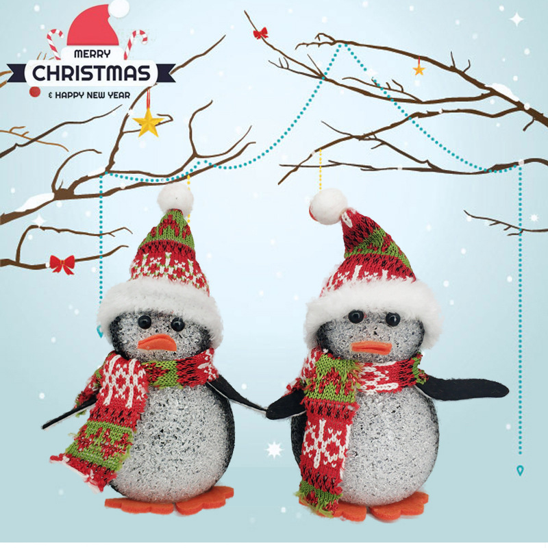 Wholesale Christmas Penguin Small Night Lamp LED Luminous Christmas Snowman Luminous Toy Particles Colorful Christmas Lights