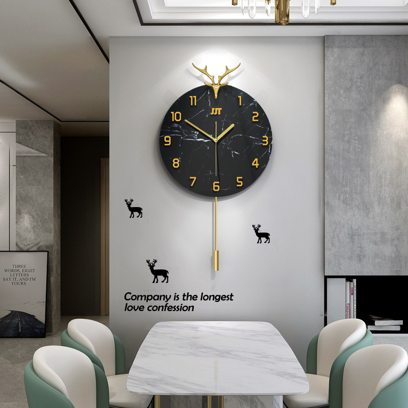 Creative Deer Head Wall Clock Nordic Clock Living Room Home Decoration Art Pocket Watch Fashion Simple Clock Swing Wall Clocks