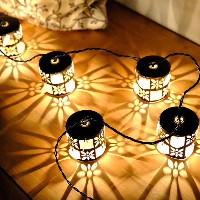Ins American vintage cylindrical iron art Christmas lights string decorative lights string rooms decorative outdoor 