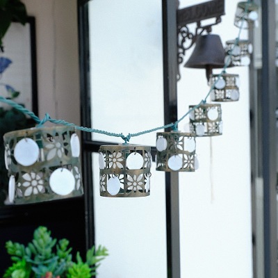 Ins American vintage cylindrical iron art Christmas lights string decorative lights string rooms decorative outdoor 