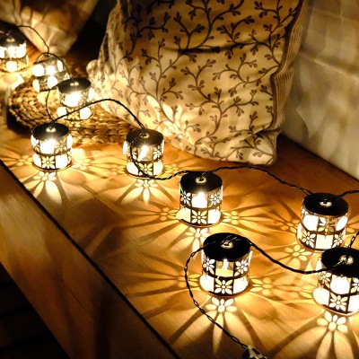 Ins American vintage cylindrical iron art Christmas lights string decorative lights string rooms decorative outdoor 