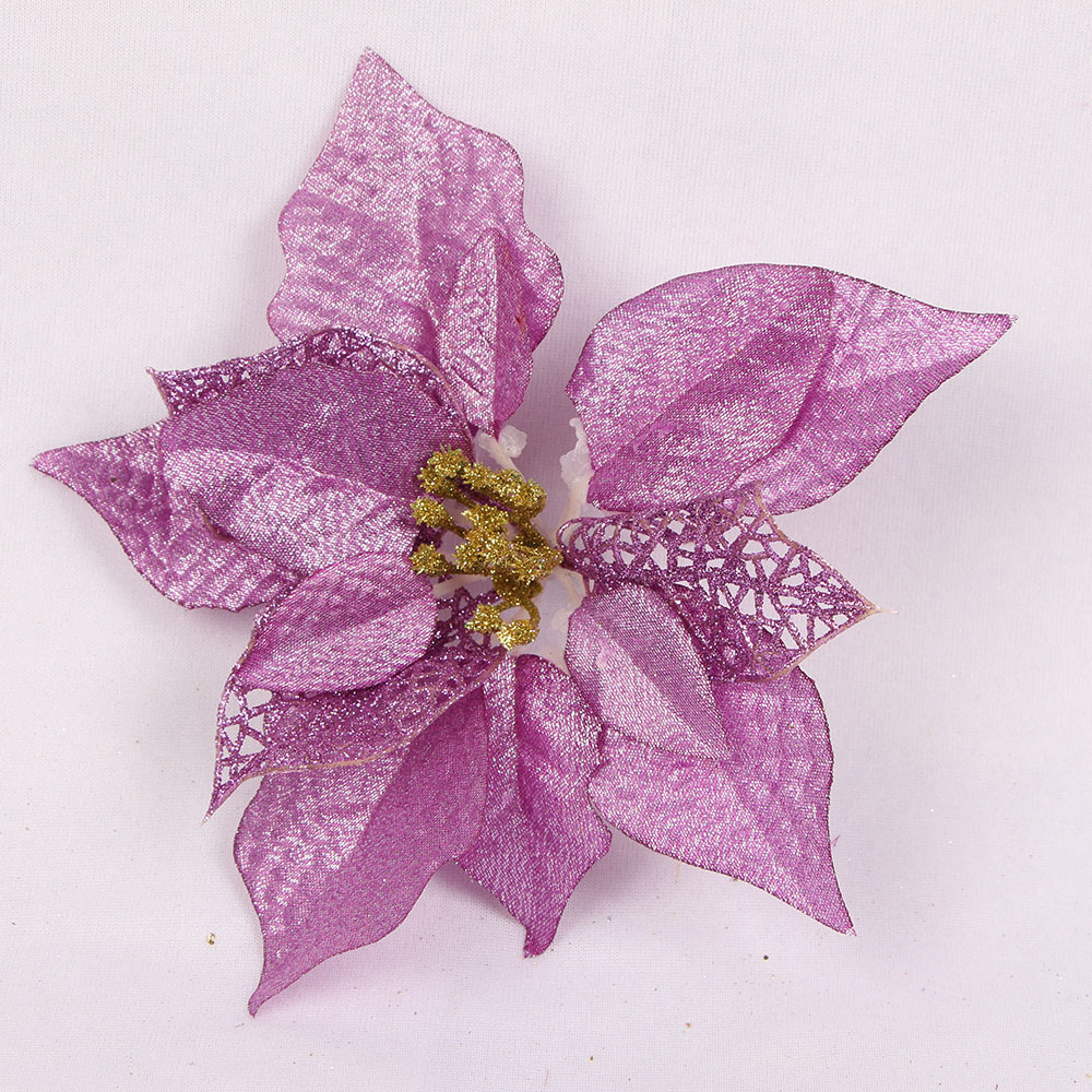 Jiuhong Two-Color Gold Powder Side Christmas Flower 22cm Large Flower 6 Color Christmas Tree Decorations Garland Accessories Factory Wholesale