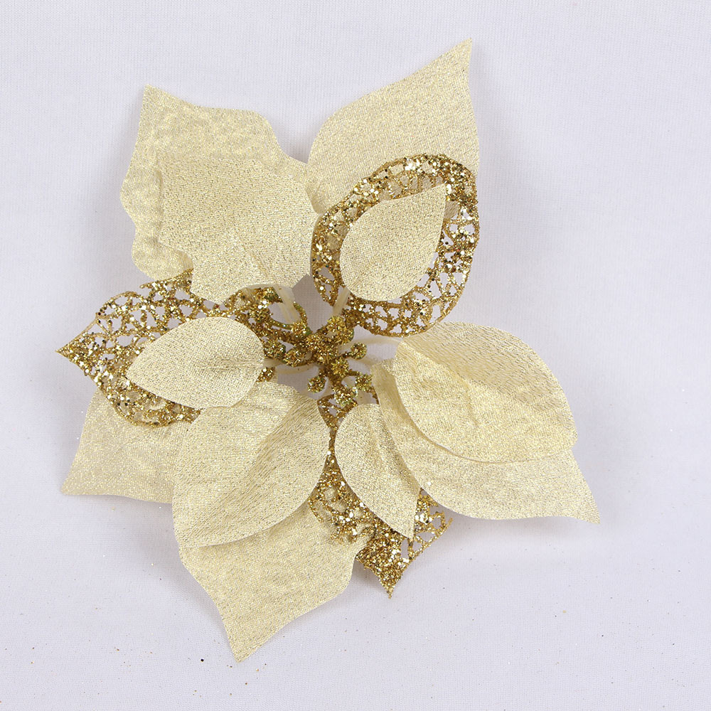 Jiuhong Two-Color Gold Powder Side Christmas Flower 22cm Large Flower 6 Color Christmas Tree Decorations Garland Accessories Factory Wholesale
