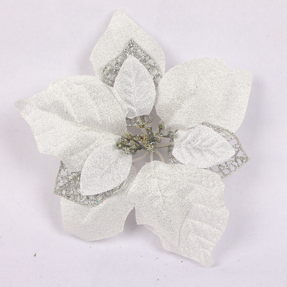 Jiuhong Two-Color Gold Powder Side Christmas Flower 22cm Large Flower 6 Color Christmas Tree Decorations Garland Accessories Factory Wholesale Jiuhong Two-Color Gold Powder Side Christmas Flower 22cm Large Flower 6 Color Christmas Tree Decorations Garland Accessories Factory Wholesale