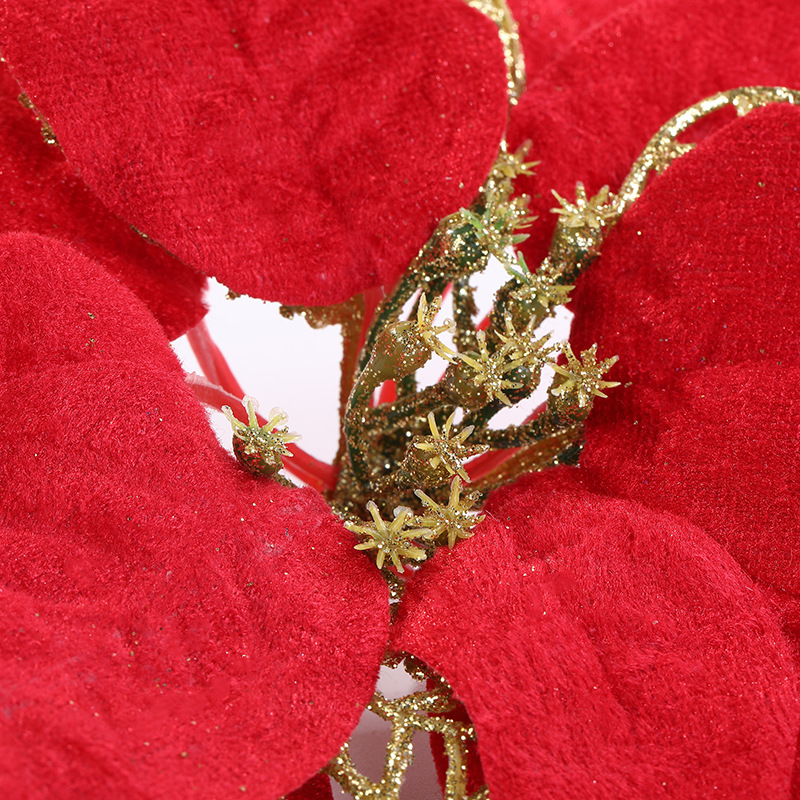 Jiuhong Two-Color Gold Powder Side Christmas Flower 22cm Large Flower 6 Color Christmas Tree Decorations Garland Accessories Factory Wholesale Jiuhong Two-Color Gold Powder Side Christmas Flower 22cm Large Flower 6 Color Christmas Tree Decorations Garland Accessories Factory Wholesale