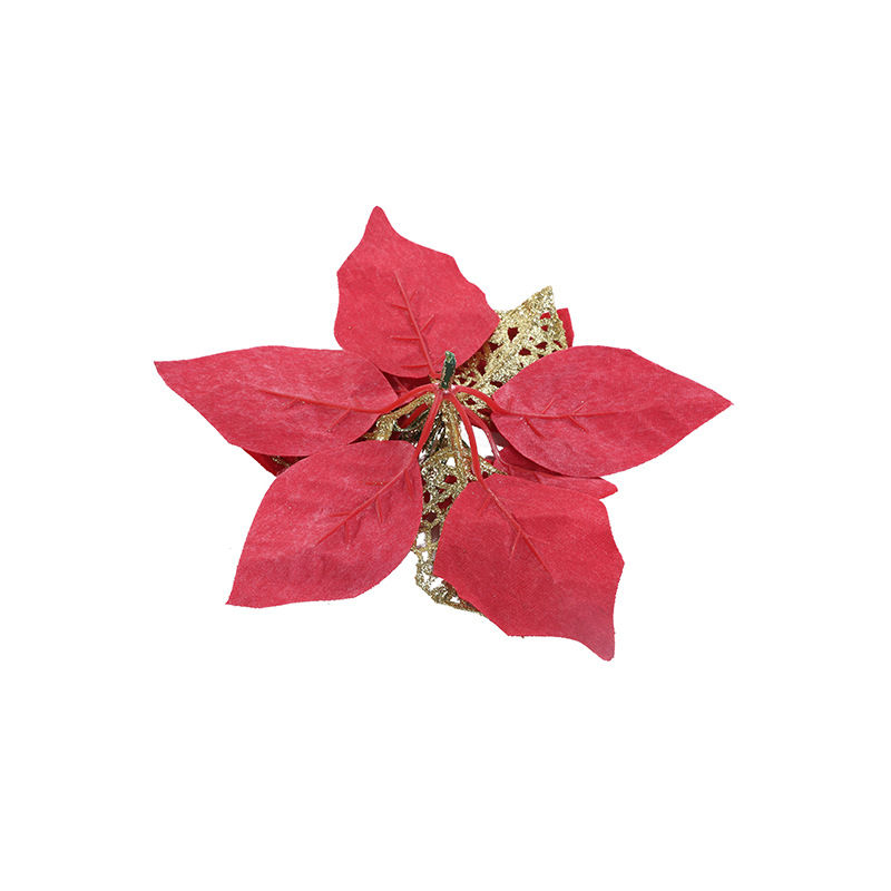 Jiuhong Two-Color Gold Powder Side Christmas Flower 22cm Large Flower 6 Color Christmas Tree Decorations Garland Accessories Factory Wholesale Jiuhong Two-Color Gold Powder Side Christmas Flower 22cm Large Flower 6 Color Christmas Tree Decorations Garland Accessories Factory Wholesale