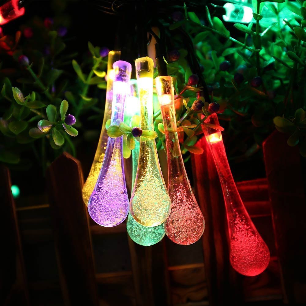 20 large water droplets colorful solar energy Christmas lights string family holiday decorations string