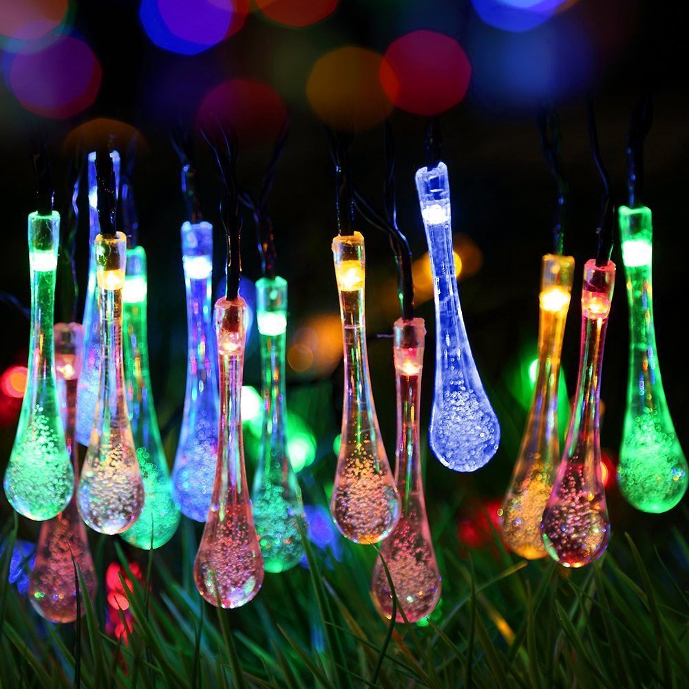 20 large water droplets colorful solar energy Christmas lights string family holiday decorations string