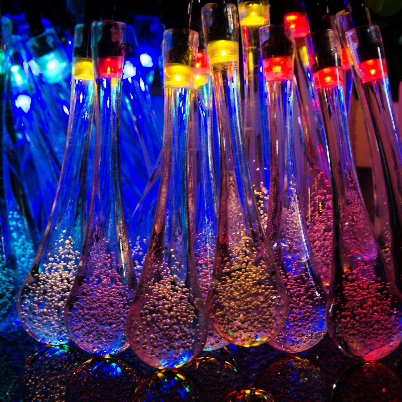 20 large water droplets colorful solar energy Christmas lights string family holiday decorations string
