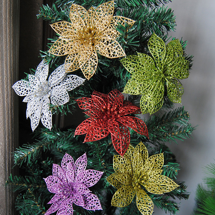Hollow Flower Plastic Sticky Powder Flower Multi-Color Optional Christmas Garland Decoration Supplies Christmas flower Hollow Flower Plastic Sticky Powder Flower Multi-Color Optional Christmas Garland Decoration Supplies Christmas flower