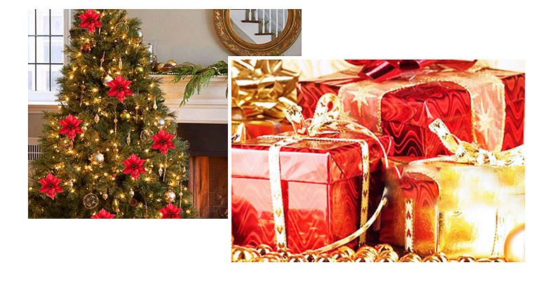 Christmas Decorations Artificial Flower Gold Powder Christmas Furniture Decoration Christmas Garland Accessories Three-Layer Christmas Flower Wholesale