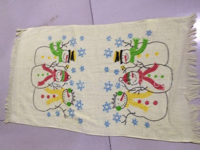 Velvet border printing, Christmas flower tea towel, dishcloth