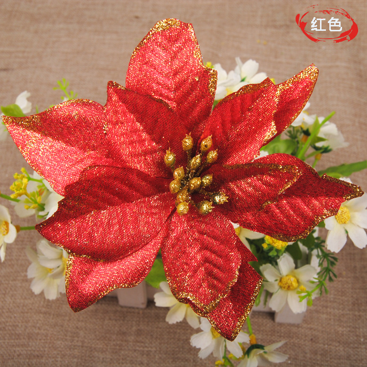 Artificial Christmas Fake Flower 13cm Golden Edge Christmas Flower Christmas Decoration Cloth Flower Fake Flower 6 Colors Cross-Border Direct Supply Artificial Christmas Fake Flower 13cm Golden Edge Christmas Flower Christmas Decoration Cloth Flower Fake Flower 6 Colors Cross-Border Direct Supply