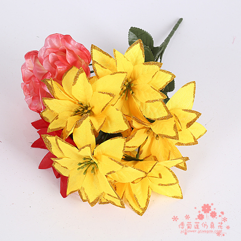 Gold gilt edges high-grade decorated Christmas tree Christmas flower bouquet flower arrangement
