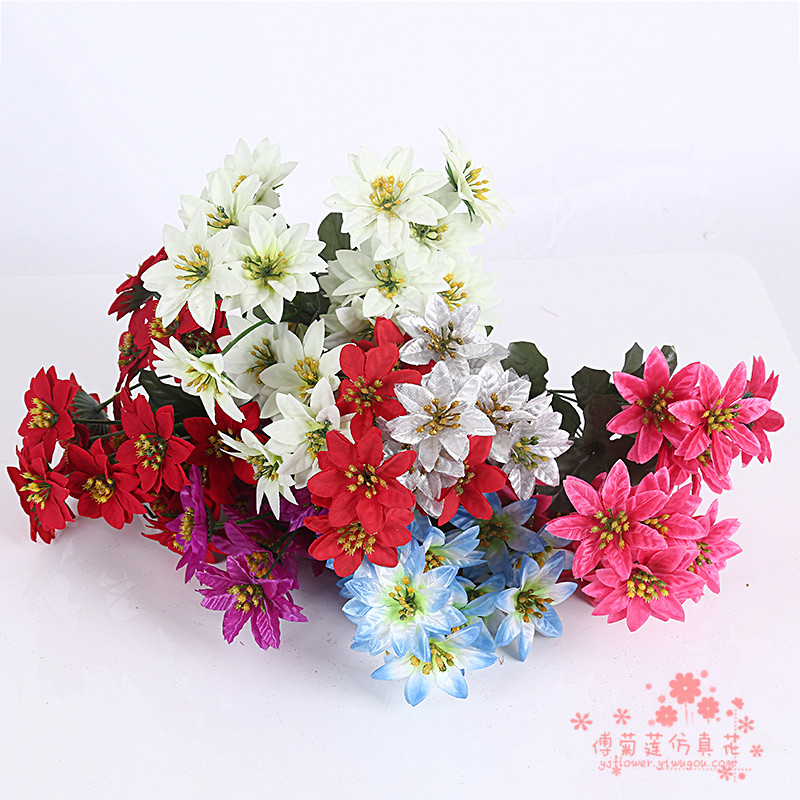 Mini 7 head Christmas flower flower simulation Christmas decoration floral color