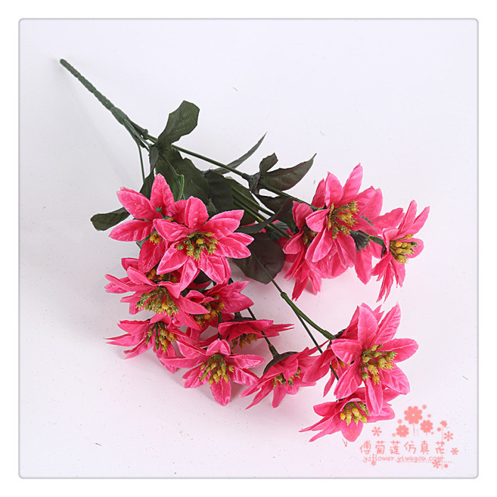 Mini 7 head Christmas flower flower simulation Christmas decoration floral color Mini 7 head Christmas flower flower simulation Christmas decoration floral color