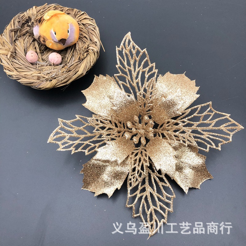 Christmas Flower Sprinkling Gold Powder Hollow Flower Head Christmas Tree Wreath Gift Box Wedding Decorating Accessories Christmas Flower Sprinkling Gold Powder Hollow Flower Head Christmas Tree Wreath Gift Box Wedding Decorating Accessories