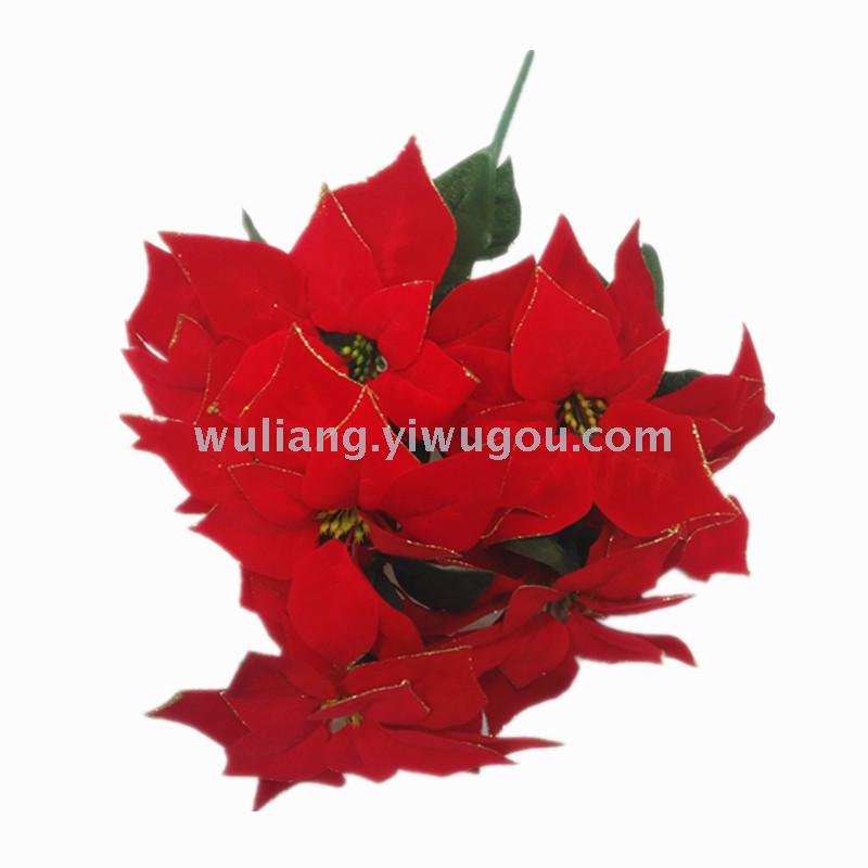 9 gold powder side velvet Christmas flower 9 gold powder side velvet Christmas flower