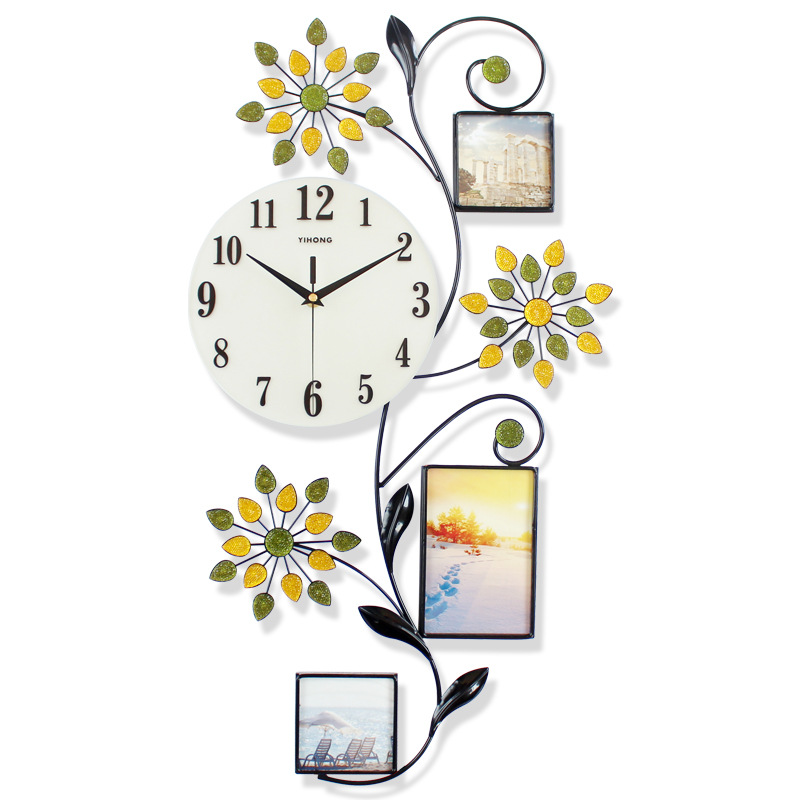 Yihong Wall Clock Creative Photo Frame Iron Clock Living Room Modern Decoration Noiseless Clock Wall Clocks Foreign Trade Wholesale