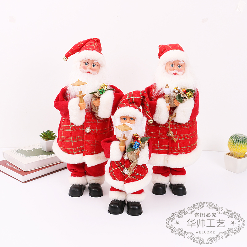 Christmas Decoration Supplies Santa Claus Cross-Border New Red Matching Clothes Cute Doll Electric Old Man Toy Gift