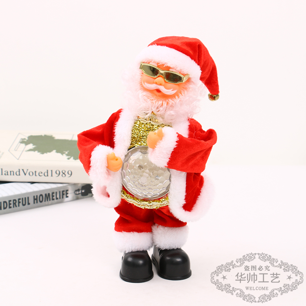 Santa Claus Gift Christmas Children Gift Electric Luminous Mini Dancing Doll with Light Creative Desktop Decoration