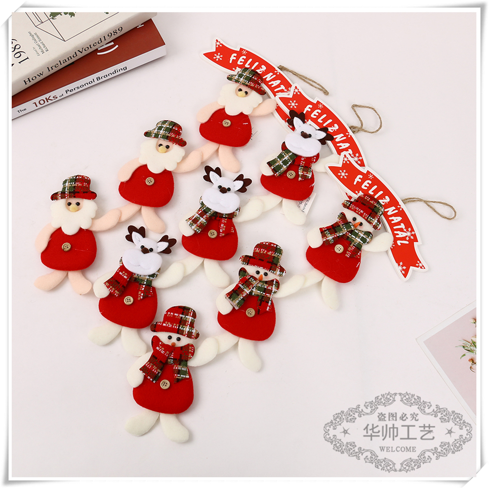 Christmas Small Pendant Santa Claus Snowman Deer Shop Store Scene Layout Christmas Tree Accessories Decorations