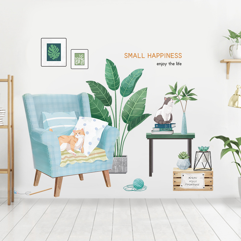 Fresh Plant Wall Stickers Ins Glass Wall Sticker Bedroom Living Room Bedroom Decoration TV Background Wallpaper Self-Adhesive Fresh Plant Wall Stickers Ins Glass Wall Sticker Bedroom Living Room Bedroom Decoration TV Background Wallpaper Self-Adhesive