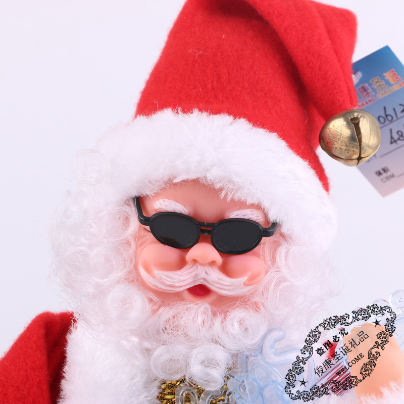 Stylish cool wearing sunglasses Christmas decorations electric Santa Claus figures singing dancing guitar gifts