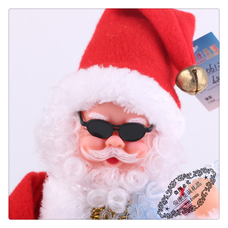 Stylish cool wearing sunglasses Christmas decorations electric Santa Claus figures singing dancing guitar gifts