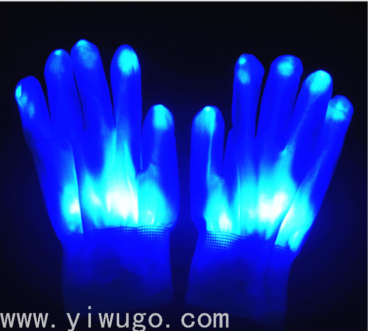 Christmas Gift Halloween Colorful Glitter Gloves Rainbow Light-up Gloves Led Gloves Fluorescent Dance Gloves