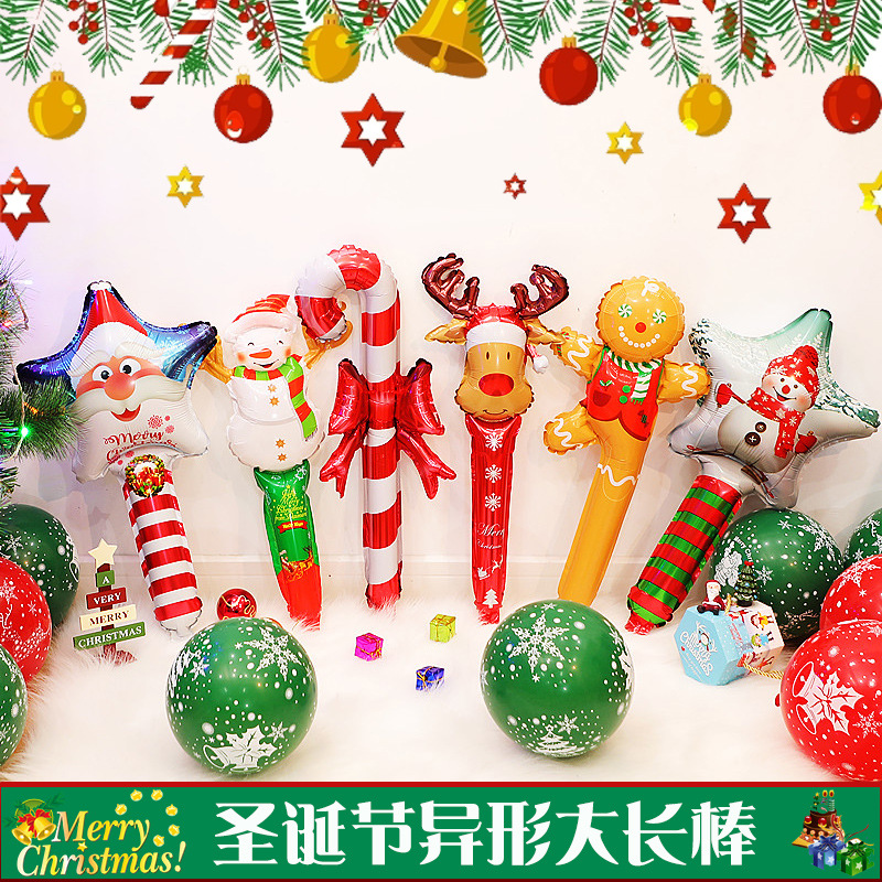 Christmas Cartoon Balloon Children&#039;s Hand Stick Headband Inflatable Small Gift Scene Decorations Arrangement Aluminum Film Large Wholesale