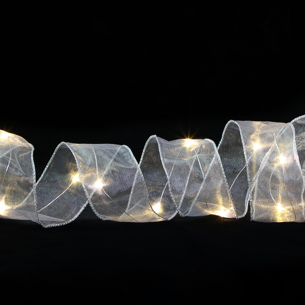 Cross-Border Christmas LED Light Gilding Double-Layer Ribbon Lighting Chain Christmas Decorations Christmas Tree Decoration Pendant Gift