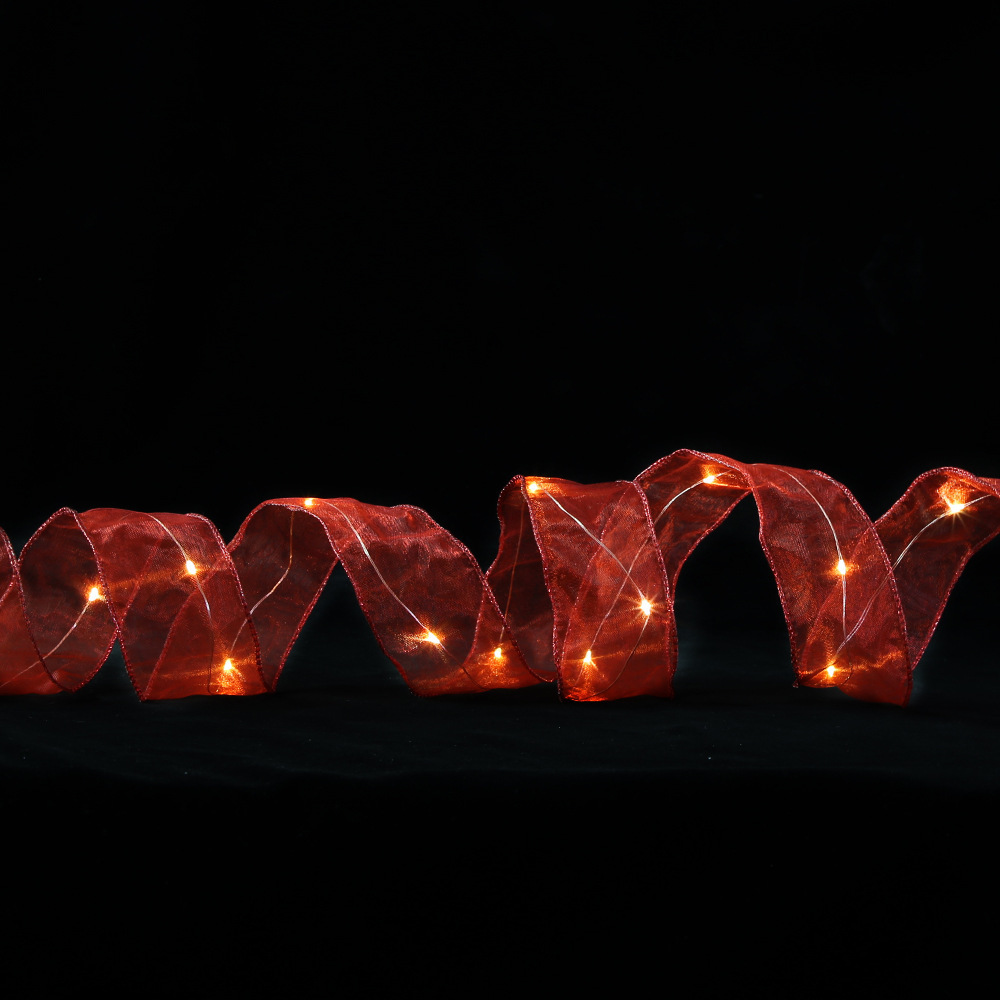 Cross-Border Christmas LED Light Gilding Double-Layer Ribbon Lighting Chain Christmas Decorations Christmas Tree Decoration Pendant Gift
