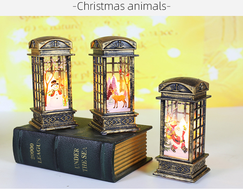 Cross-Border New Arrival Christmas Decorations Small Wind Light Retro Telephone Booth Small Night Lamp Creative Christmas Gift