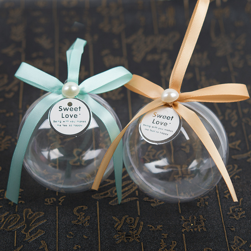 New Hand Gift Wedding Candies Box Plastic Transparent Ball Crystal Ball Christmas Ball Gift Box 7cm Christmas Decorating Ball