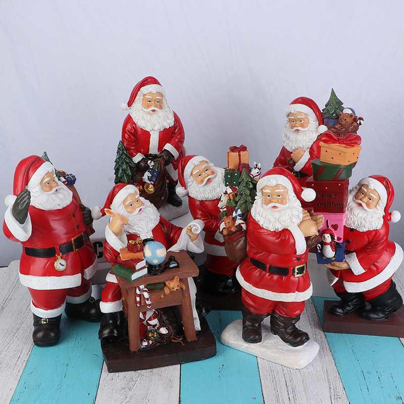 Cross-Border Santa Claus Decorations Decoration Christmas Gift Home Living Room Desktop Resin Craft Ornament