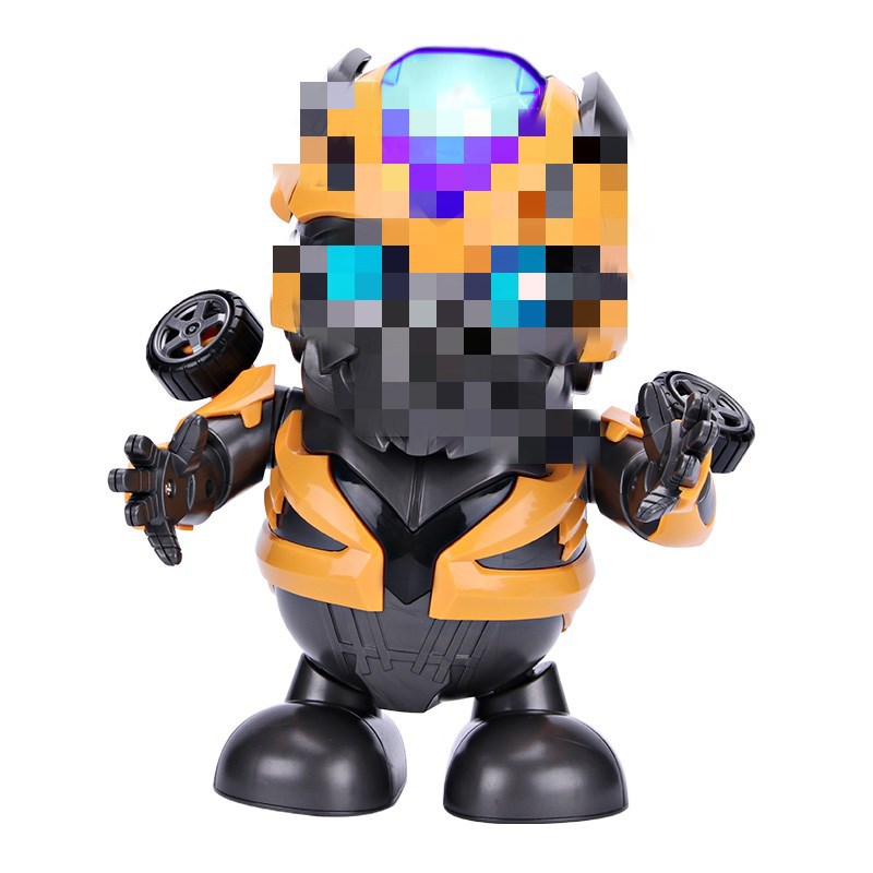 Cross-Border Douyin Online Influencer Electric Walking Dancing Steel Robot Light Music Night Market Stall Christmas Gift