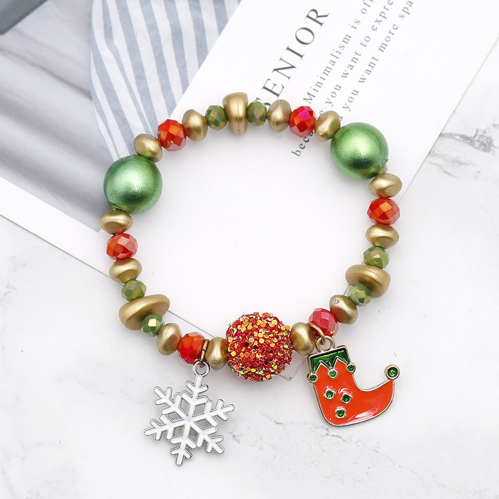 Amazon New Christmas Bracelet Santa Snowman Candy Handmade Beaded Christmas Gift Hot Sale in Europe and America