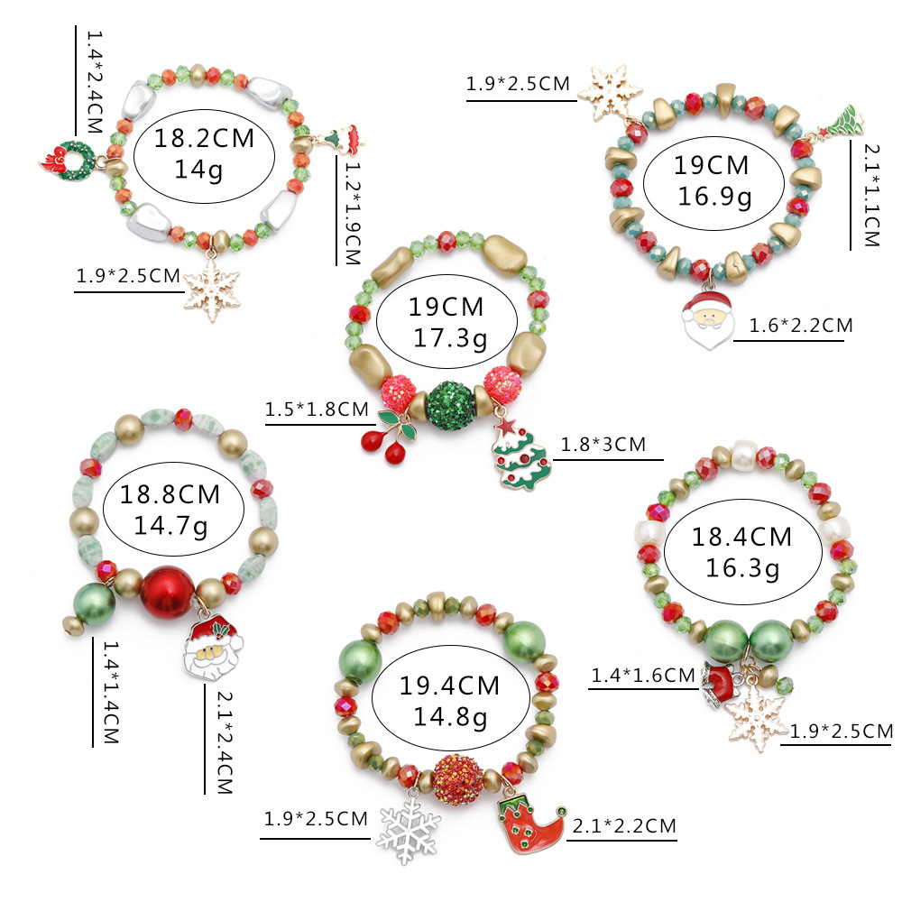 Amazon New Christmas Bracelet Santa Snowman Candy Handmade Beaded Christmas Gift Hot Sale in Europe and America