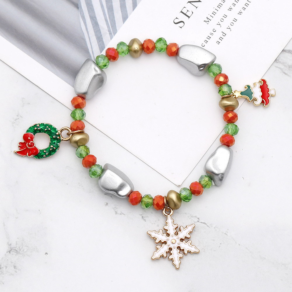 Amazon New Christmas Bracelet Santa Snowman Candy Handmade Beaded Christmas Gift Hot Sale in Europe and America