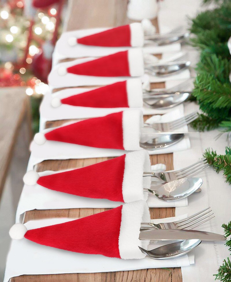 Christmas Decoration Supplies Ultra-Small Christmas Hat Knife and Fork Cap Factory Direct Sales Christmas Decoration Supplies Ultra-Small Christmas Hat Knife and Fork Cap Factory Direct Sales