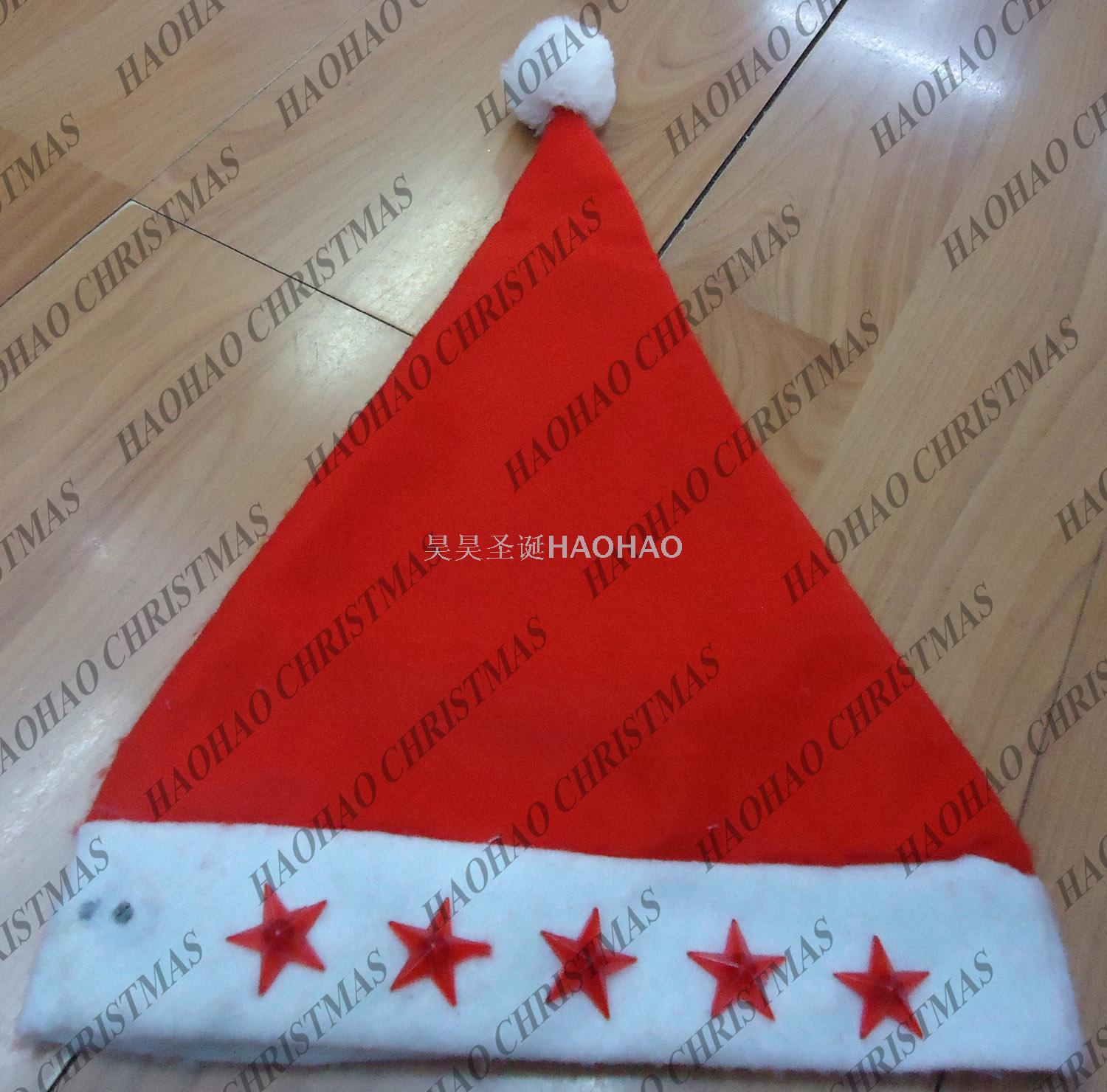 Christmas Hat Red Electronic Hat Christmas Ornament Hat Holiday Party Non-Woven Christmas Cap Five-Star Snowflake