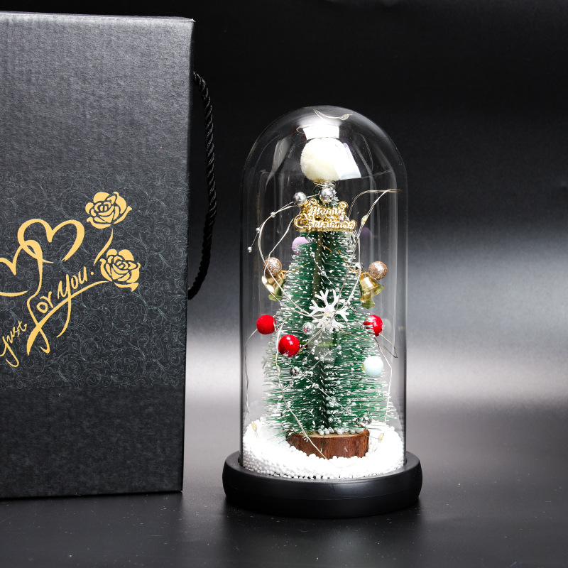 New Creative Christmas Tree Cedar Glass Cover Reindeer Decoration with Lights Cross-Border Amazon Sources